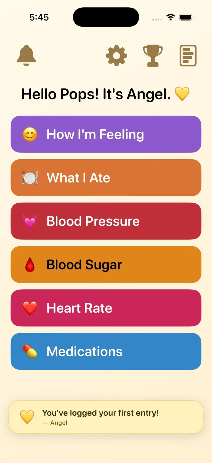 Star home screen showing a first entry milestone message